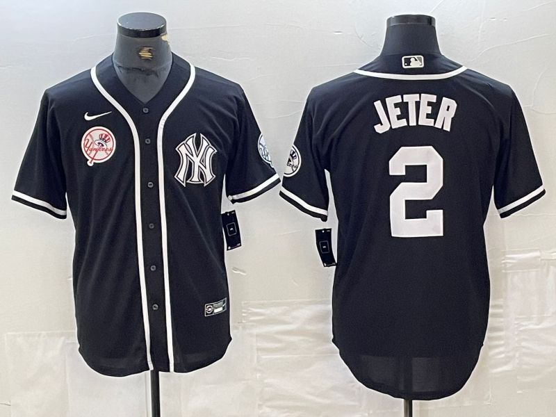 Men New York Yankees 2 Jeter Black Second generation joint name Nike 2024 MLB Jersey style 3